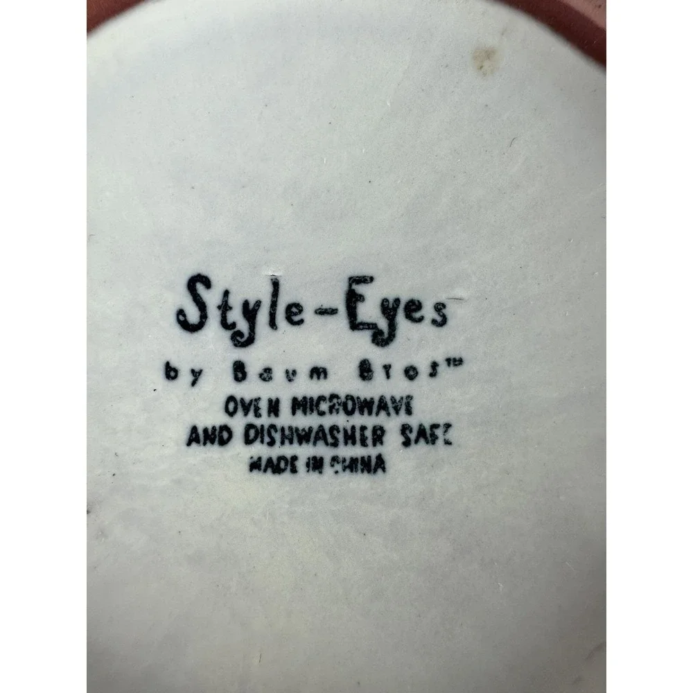 Style-Eyes By Baum Bros Utensil Crock Grape Writing  Ivory Blue Green Word Art